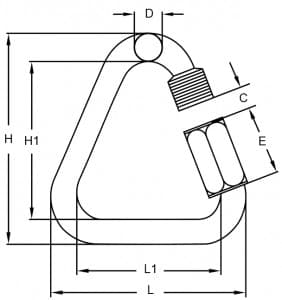 Stainless Steel Delta Quick Link — dimension drawing