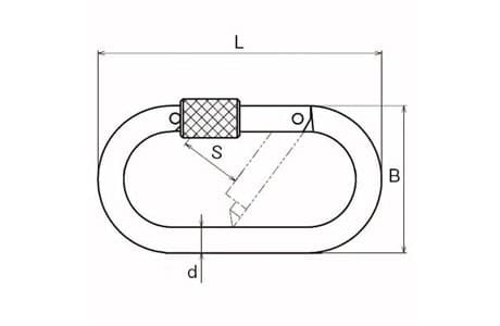 Oval Snap Hook with Screw Nut — dimension drawing