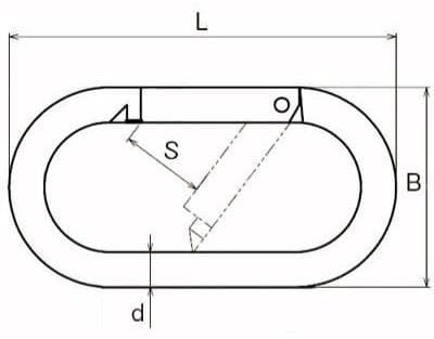 Stainless Steel Oval Snap Hook — dimension drawing