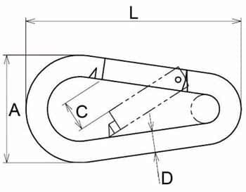Pear Shaped Spring Snap Hook — dimension drawing