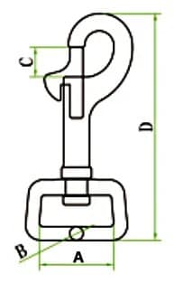 Square Eye Snap Hook — dimension drawing