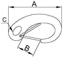 Stainless Steel Spring Gate Snap Hook — Egg Shape — dimension drawing