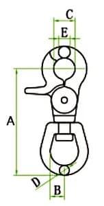 Stainless Steel Swivel Trigger Snap Hook — dimension drawing