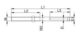 Stainless Steel Swage Stud Terminal — dimension drawing