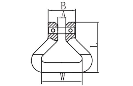 Grade 80 Clevis Link for Web Sling — dimension drawing