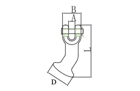 Grade 80 Elephant Foot — dimension drawing, clevis