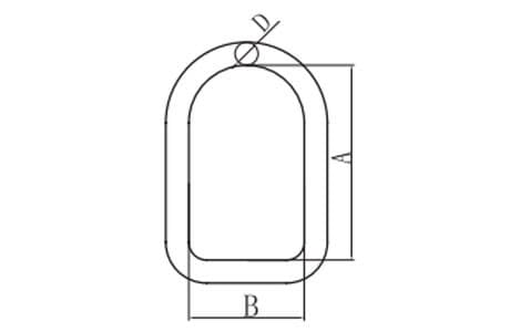 Grade 80 Triangle and D Ring for Web Sling — dimension drawing, d ring