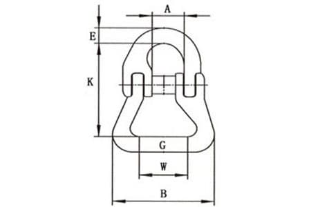 Grade 80 Webbing Connecting Link Web Sling Connector — dimension drawing