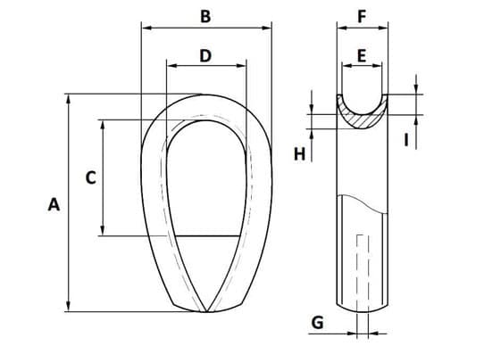 Superloop Thimble Type K15 Galvanized — dimension drawing