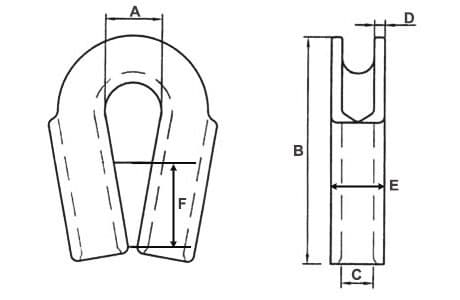 Stainless Steel Tubular Thimble Cast with Gusset — dimension drawing