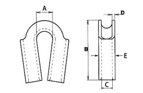 Stainless Steel Tube Thimble Cast without Gusset — dimension drawing