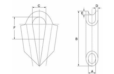 Tube Thimble with Gusset TG2K — dimension drawing