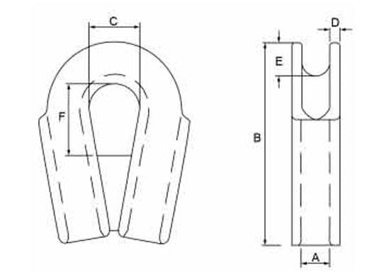 Tube Thimble with Gusset TTG7K — dimension drawing