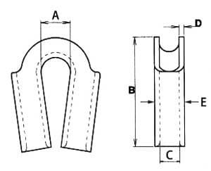 Stainless Steel Tubular Thimble Light Duty — dimension drawing