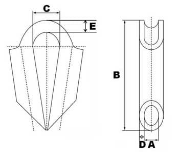 Stainless Steel Tubular Thimble without Gusset G5 — dimension drawing