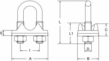 Drop Forged Wire Rope Clip — Italian Type — dimension drawing