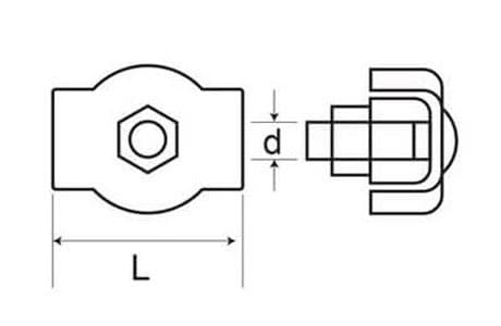 Stainless Steel Simplex Wire Rope Clip — dimension drawing
