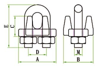 Stainless Steel Wire Rope Clip — JIS Type — dimension drawing