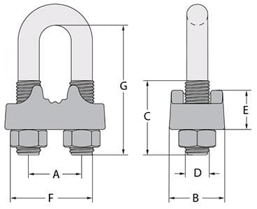 Wire Rope Grip — AS 2076 — dimension drawing