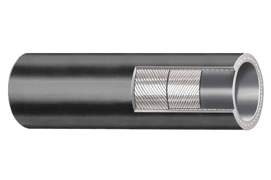 EPDM Heater Hose, 2-Ply Polyester, cutaway showing the tube, reinforcement and cover