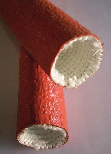 Red silicone-coated Fry-Sil fire jacket sleeve with fibreglass lining