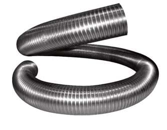 Type 304 stainless Smooth-Flex metal hose coiled in a loop