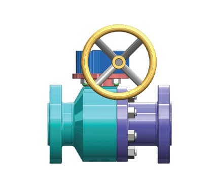Floating ball valve with gear handwheel, two-piece body (2 in × 1502 listing)