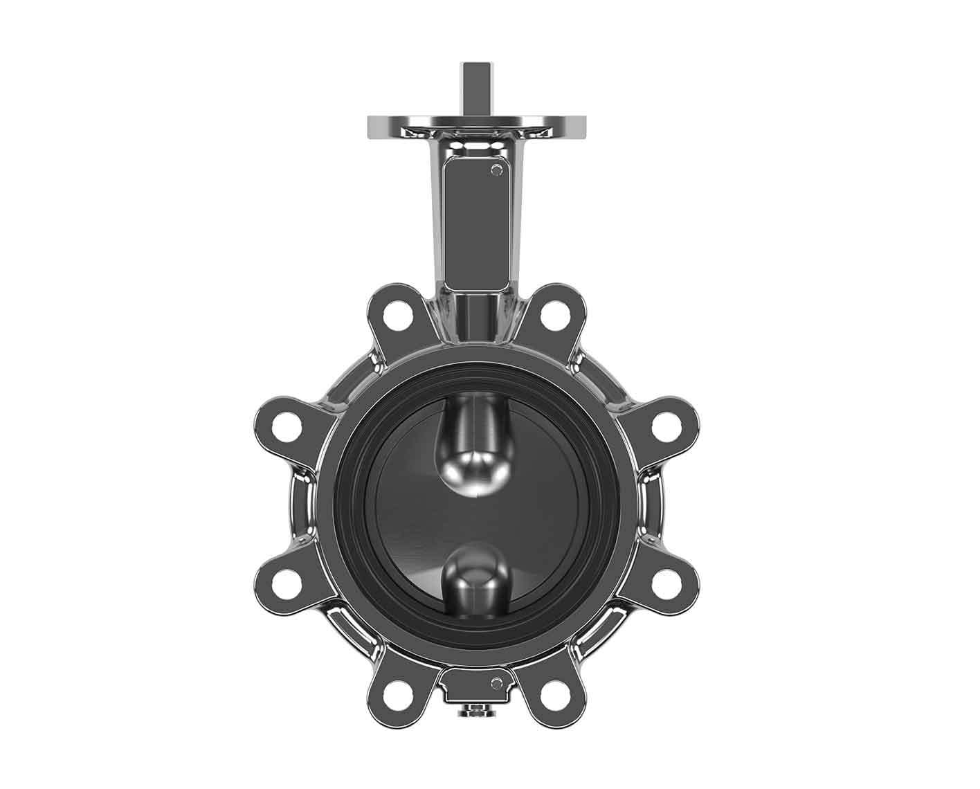 Lug-style butterfly valve, 6 in × 300#, disc and EPDM seat visible