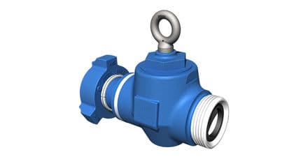 Blue tee-body swing check valve with lifting eye, 3 in × 1502 M×F