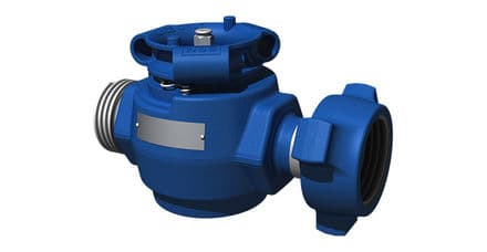 Blue non-lubricated (TE) plug valve, 2 in × 1 in 1502 reducing, 10,000 psi sour