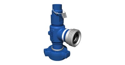 Blue spring-loaded pressure relief valve, 2 in × 1502 M×F, 15,000 psi