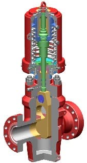 Cutaway of a hydraulic SAH surface safety valve, 3-1/16 in × 15M flanged
