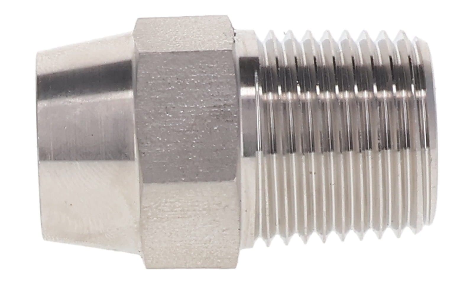 316 Stainless Steel Weld-On Tube x NPT Male Adapter, side view