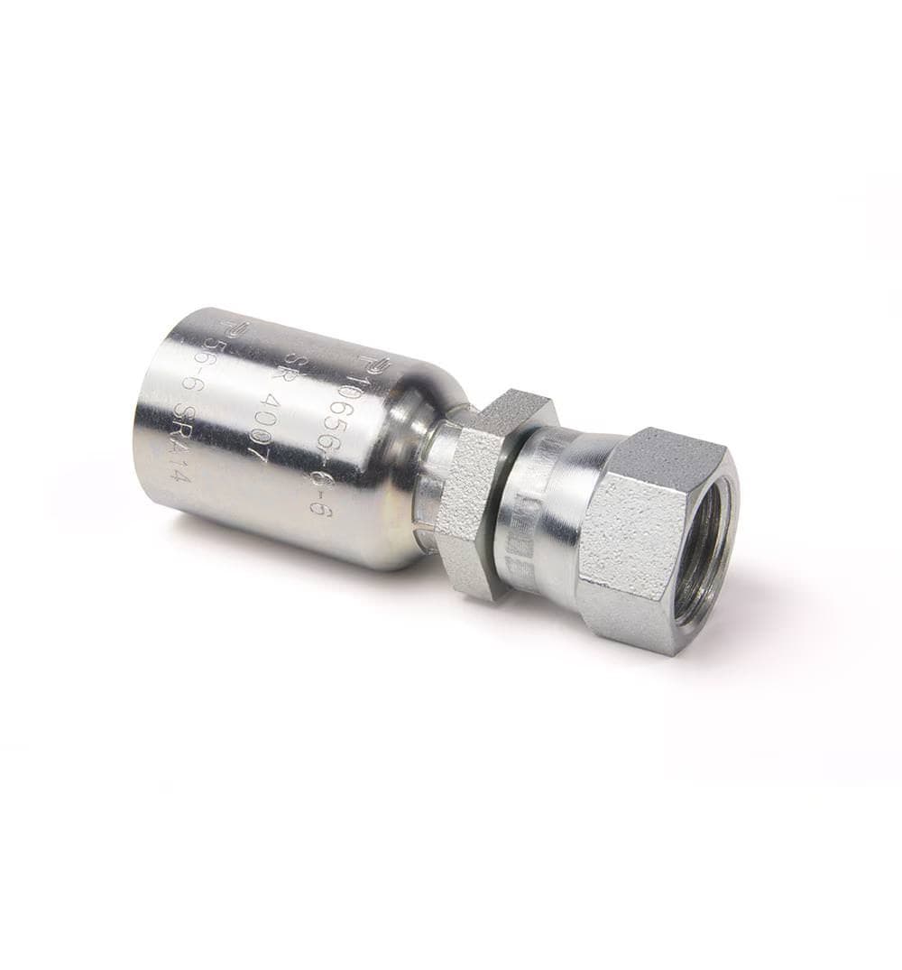 Parker 10656 Female JIC 37° crimp hose fitting, swivel, straight, product photo