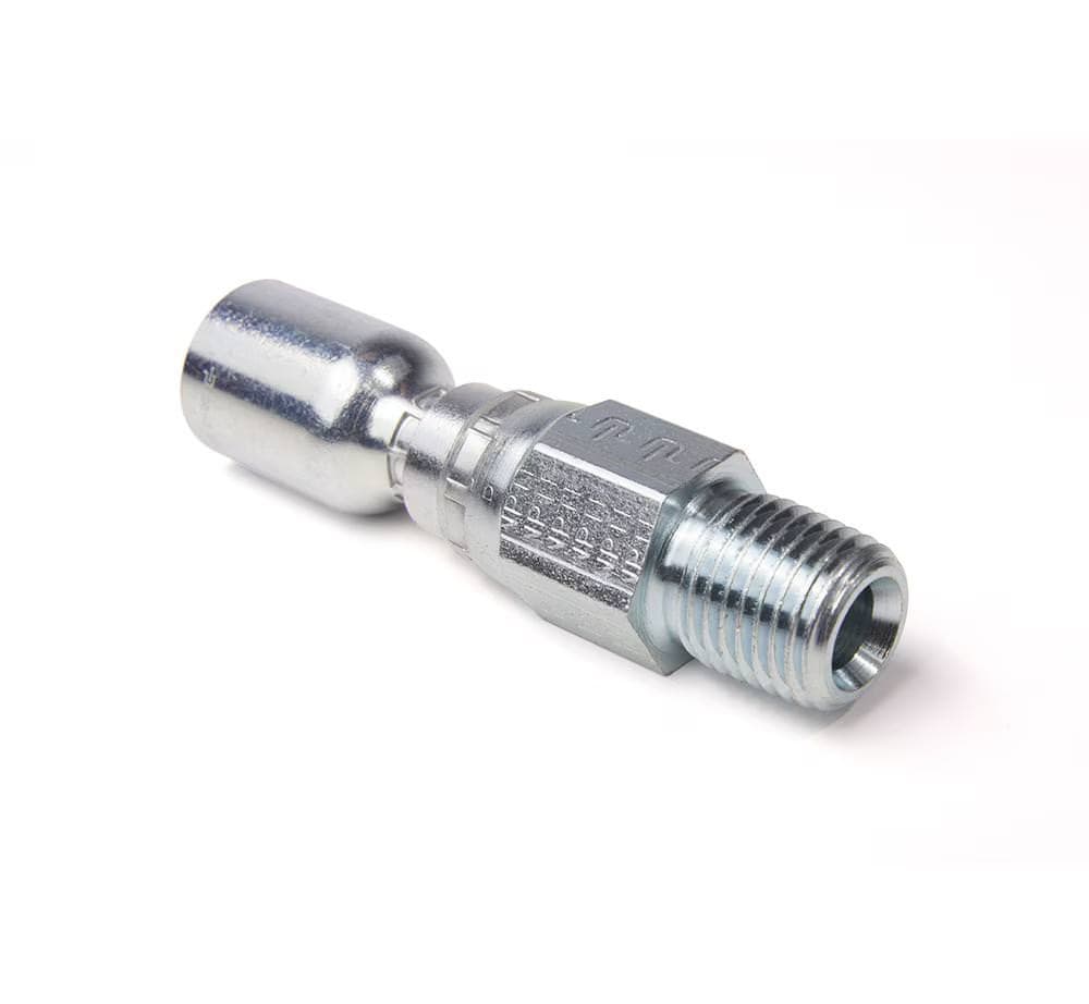 Parker 11356 Male NPTF Pipe crimp hose fitting, swivel, straight, product photo