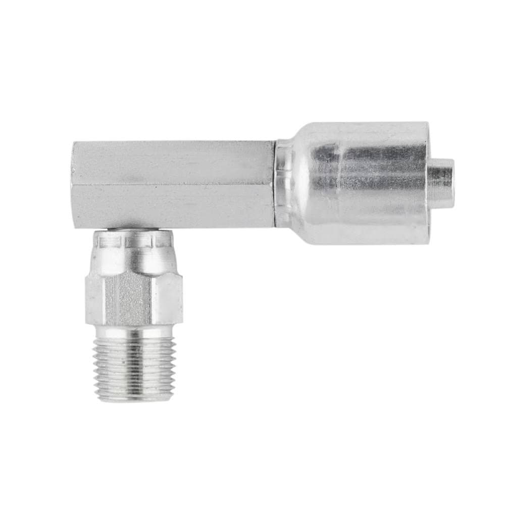 Parker 11L43 Male NPTF Pipe crimp hose fitting, swivel, 90° elbow, product photo