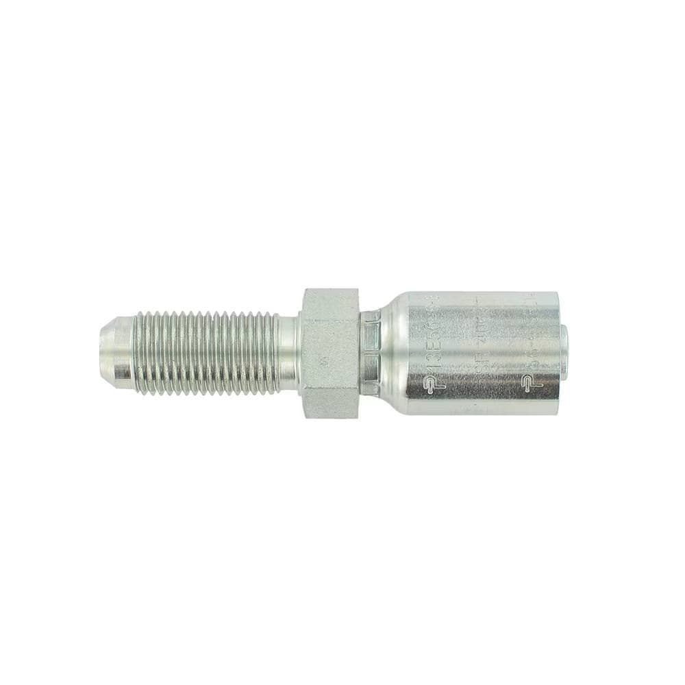 Parker 13E56 Male JIC 37° crimp hose fitting, rigid, straight, long, product photo