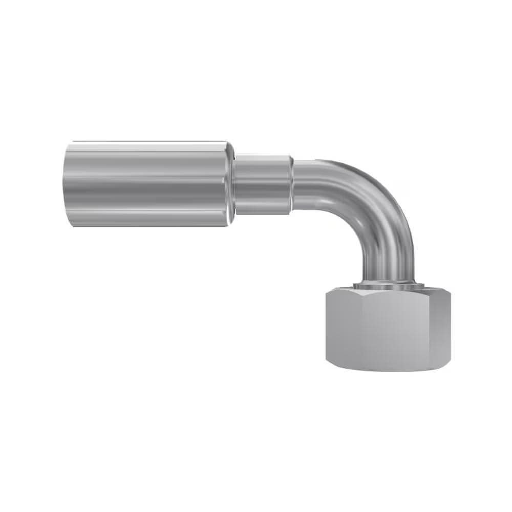 Parker 1C556 Female Metric L crimp hose fitting, swivel, 90° elbow, product photo