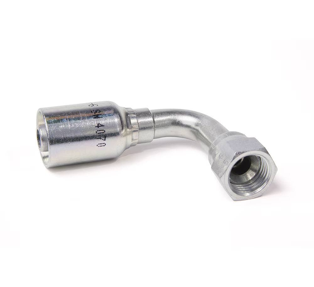 Parker 1L956 Female JIC 37° crimp hose fitting, swivel, 90° elbow, medium drop, product photo