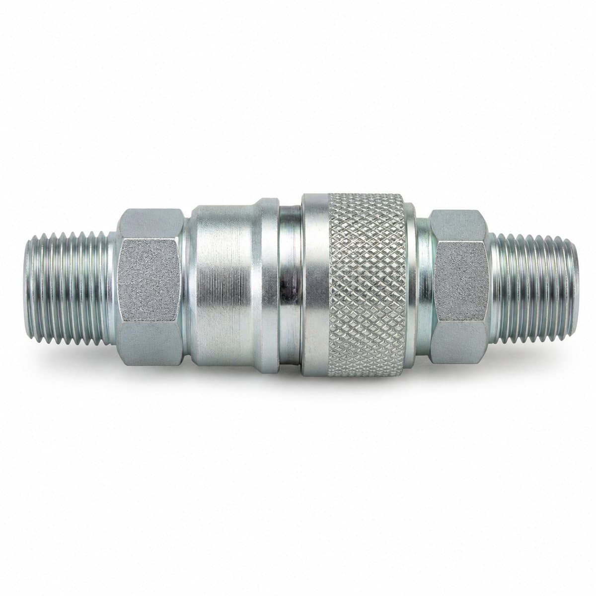 MIL-C-4109 push-to-connect air coupler, coupled pair with male threads