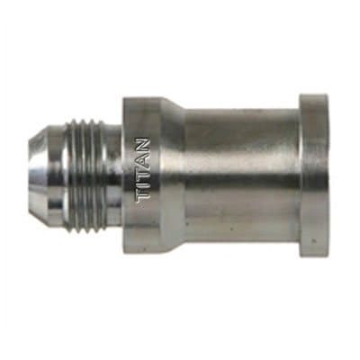 Stainless steel JIC 37° male × SAE code 62 flange head, 316L, side view