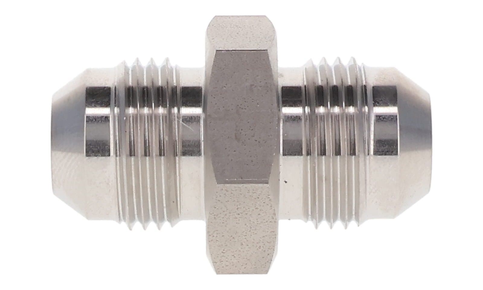 Stainless steel JIC 37° male union, large hex, 316L, side view