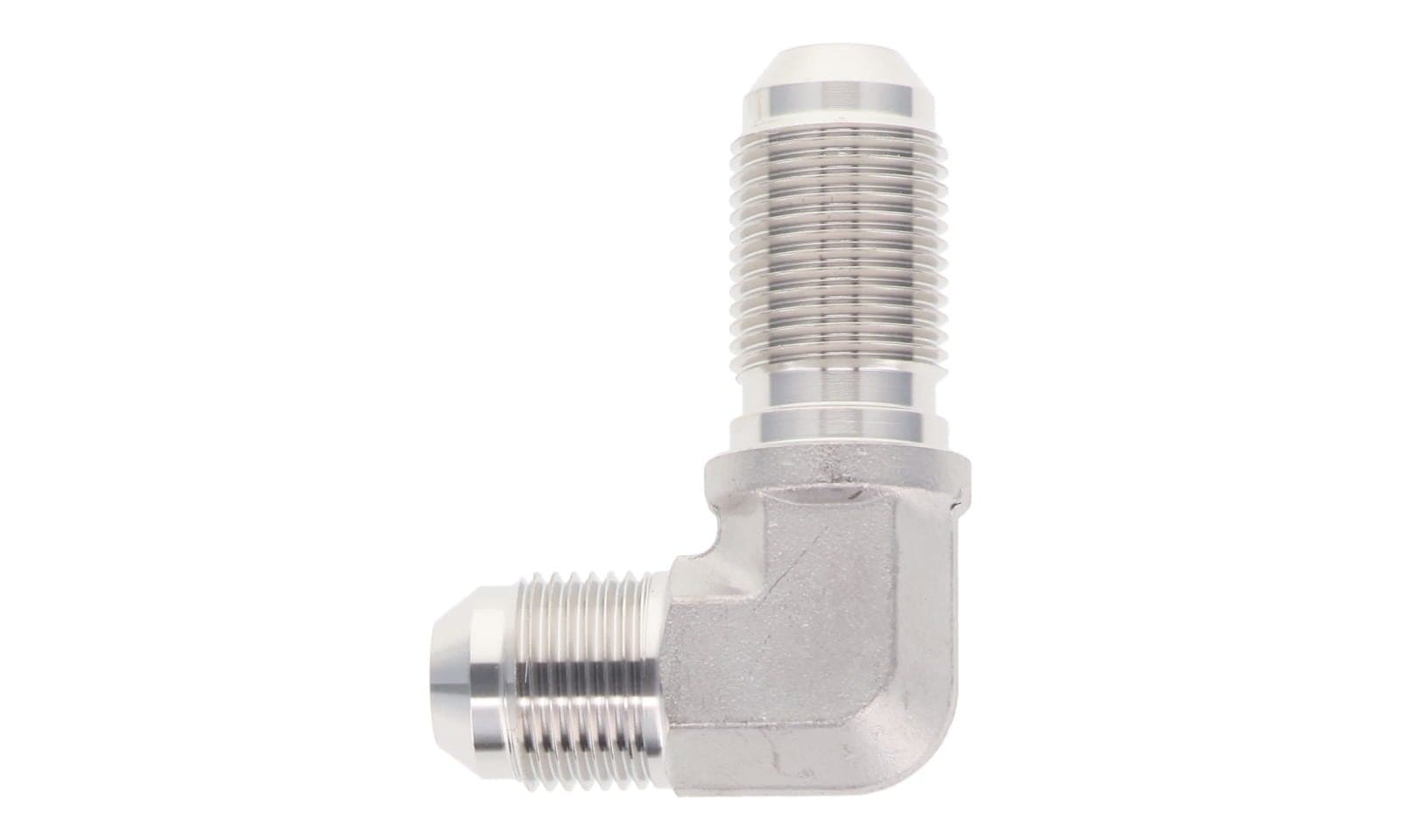 Stainless steel JIC 37° male bulkhead union 90° elbow, 316L, top view