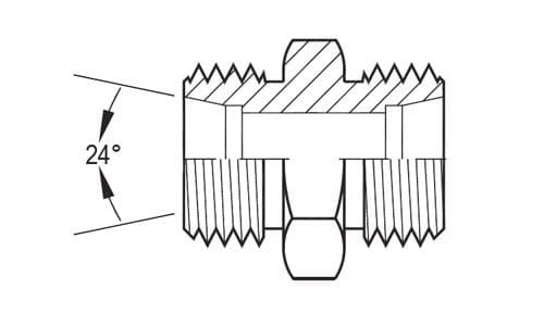 Line drawing of the stainless steel DIN 2353 straight union, extra-light series