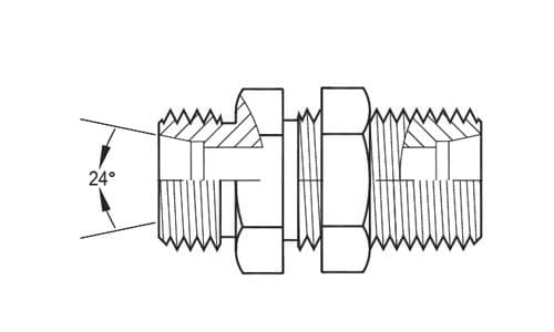 Line drawing of the stainless steel DIN 2353 bulkhead union, heavy series