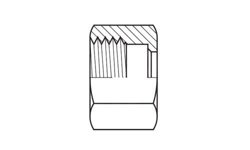 Line drawing of the stainless steel DIN 2353 tube nut, extra-light series