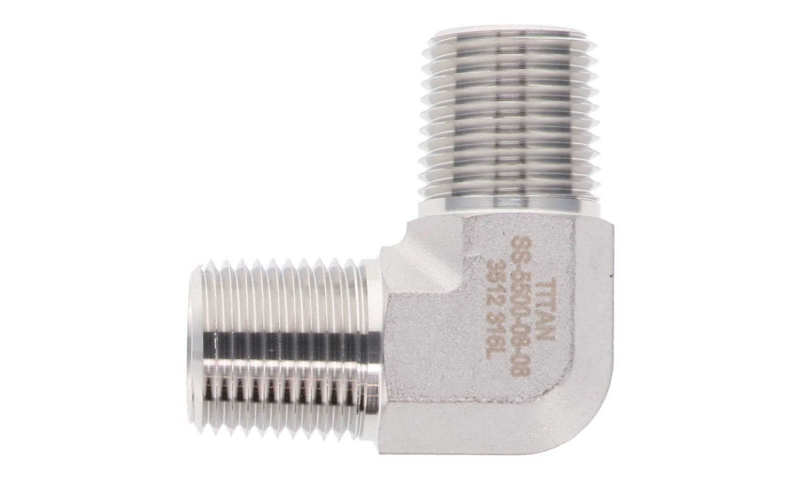 Stainless steel NPT male 90° elbow, 316L, top view