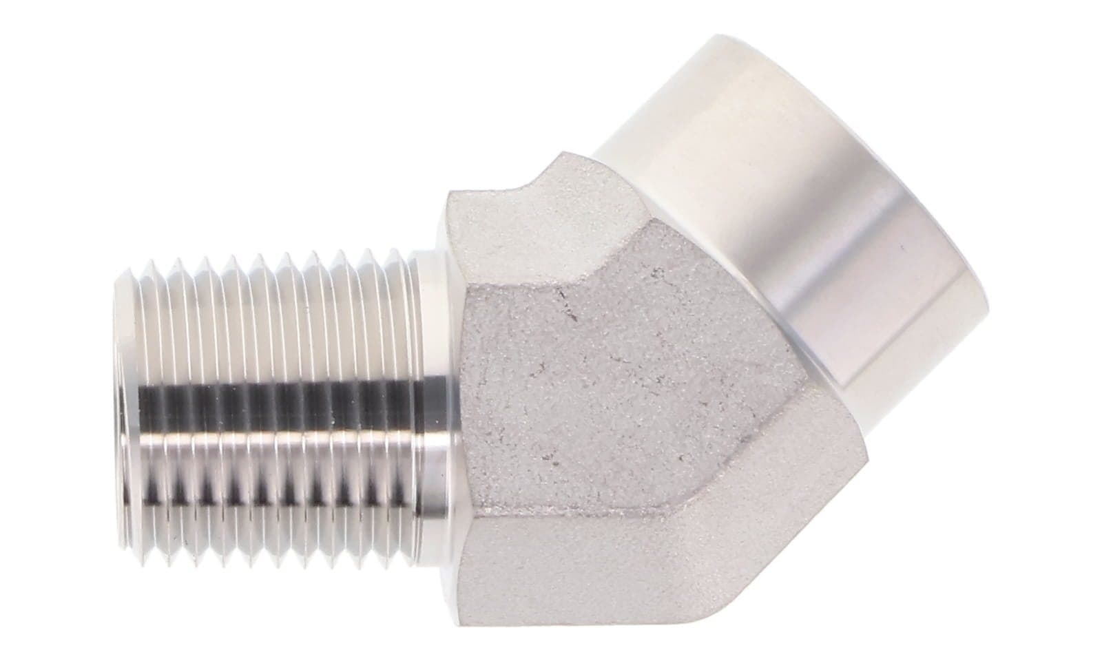 Stainless steel NPT 45° street elbow, 316L, top view