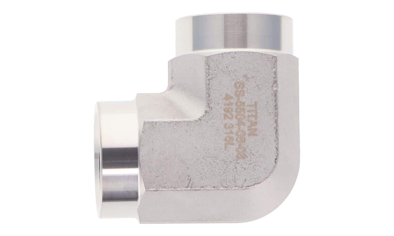 Stainless steel NPT female 90° elbow, 316L, top view