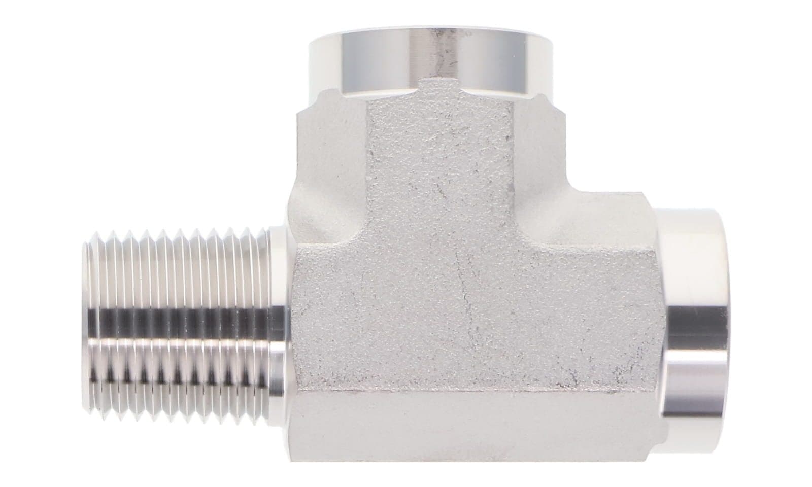 Stainless steel NPT street tee, 316L, top view